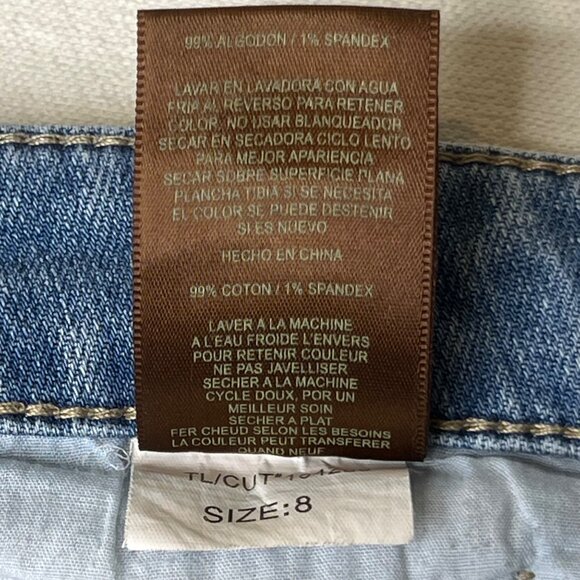 Kut From The Kloth Size 8 Distressed Rolled Cuff Blue Denim Jeans Women - Picture 10 of 15